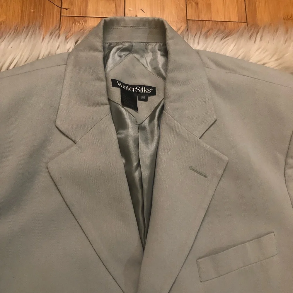 WinterSilks 100% Silk Sage Green Sport Coat Mens Blazer size M